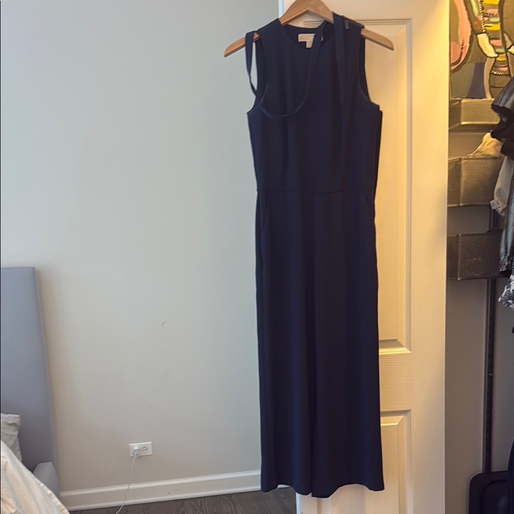 MICHAEL Michael Kors Blue Halter Sheath Jumpsuit